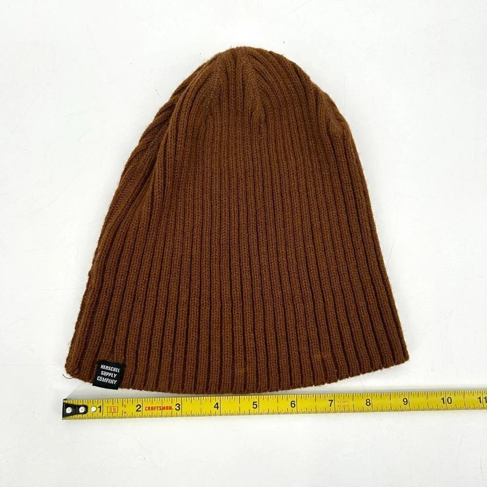 HERSCHEL SUPPLY COMPANY Brown Ribbed Beanie Hat 100% Acrylic